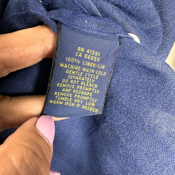 Polo Ralph Lauren Blue Linen Casual Button-Down Long sleeve Shirt Size 12 - Picture 12 of 13